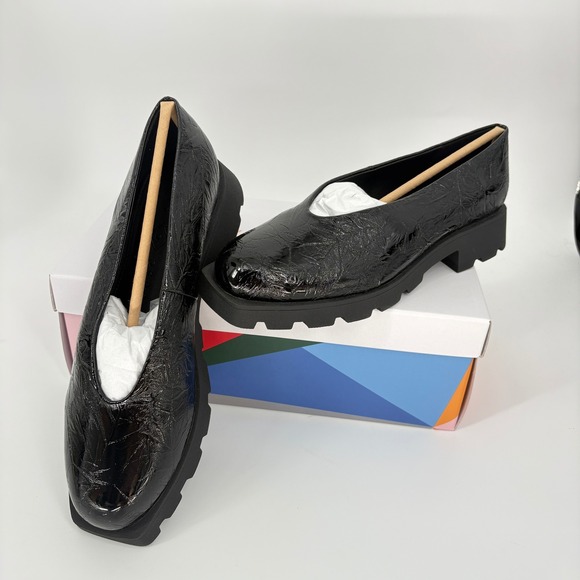 Katy Perry Lug Sole Loafers Platform Chunky Heel Black Patent Leather Size 9.5 - Picture 3 of 9